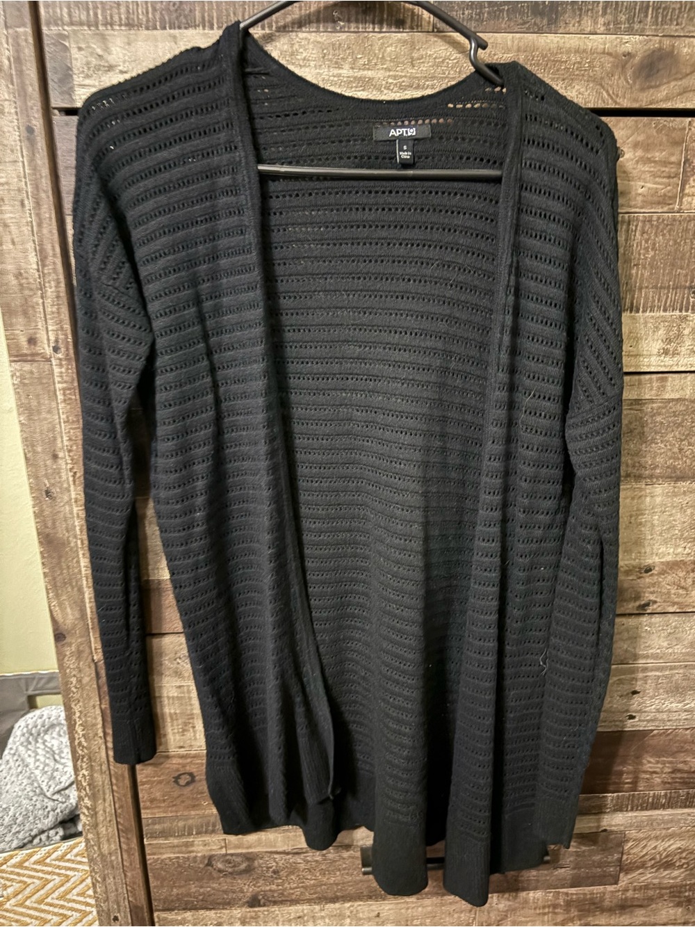 Apt. 9 Black Open-Front Eyelet Knit Cardigan